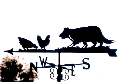 Collie with Hens weathervane